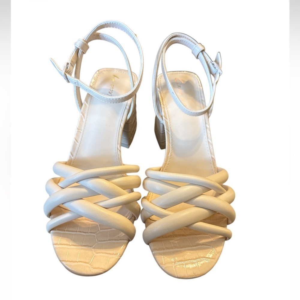 Circus by Sam Edelman Womens Onna Ivory Faux Leather Block Heel New - Picture 4 of 8